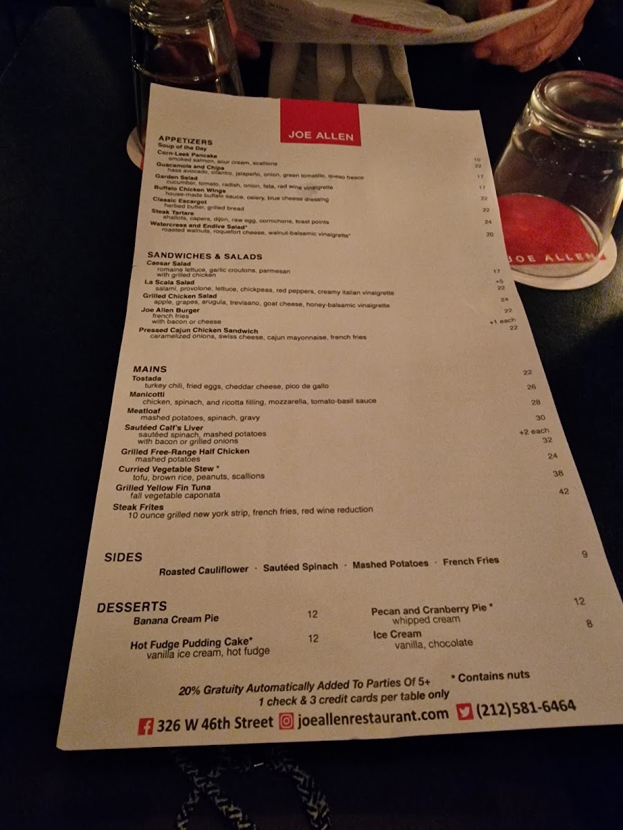 Joe Allen Menu - Image 6